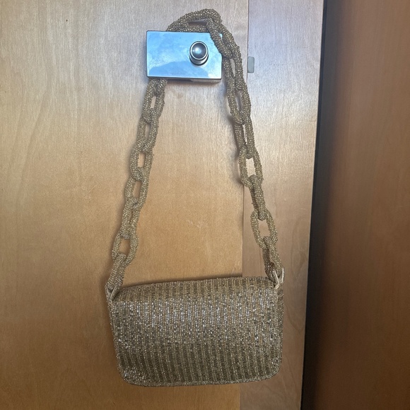 Maeve by Anthropologie Gold/Silver Beaded Shoulder Bag - Picture 2 of 4